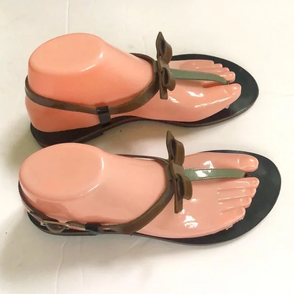 Salvatore Ferragamo Women's Green And Brown Sandals Size 8M